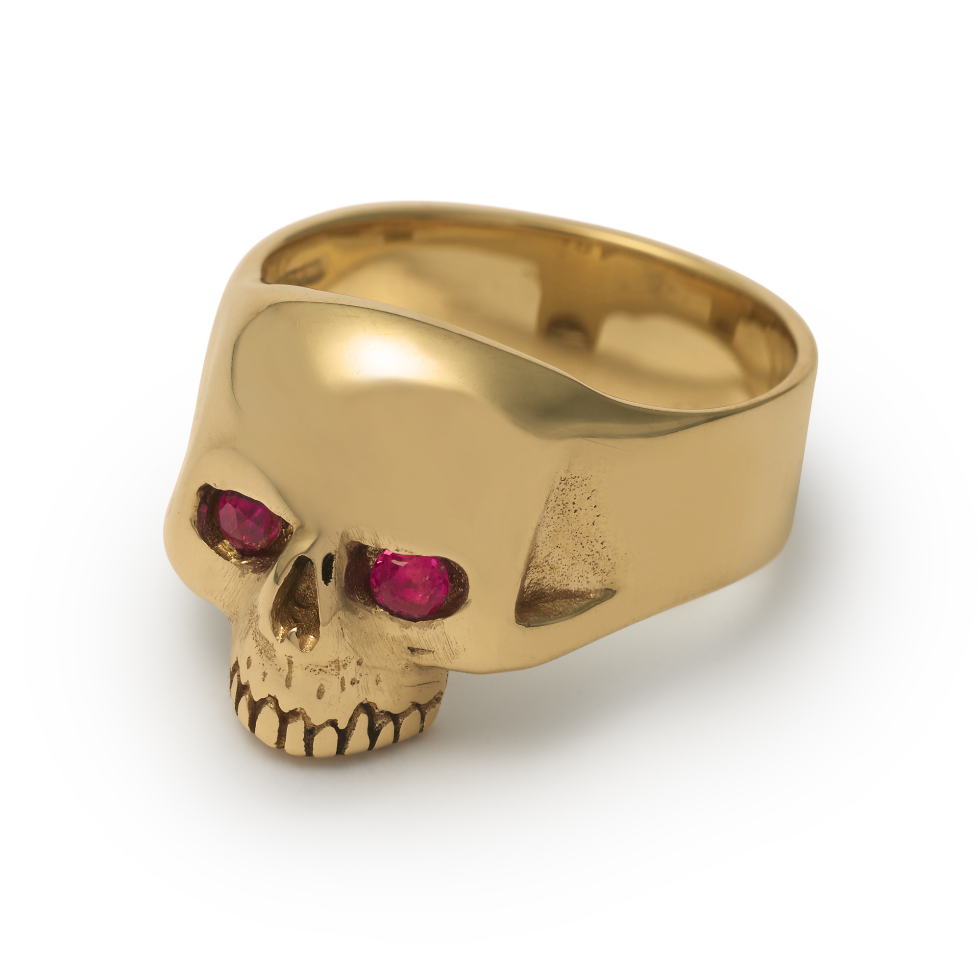 THE Gold 10K Evil Skull Ring with Gems Eyes