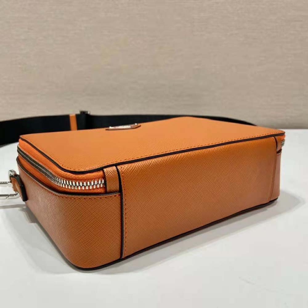 TÚI Prada Men Brique Saffiano Leather Bag-Orange