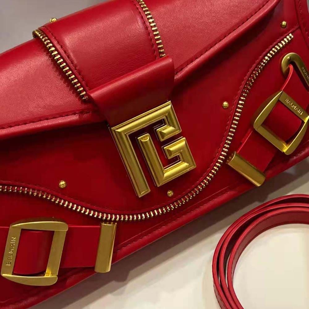 TÚI Balmain Women Blaze Clutch Bag in Smooth Leather-Red