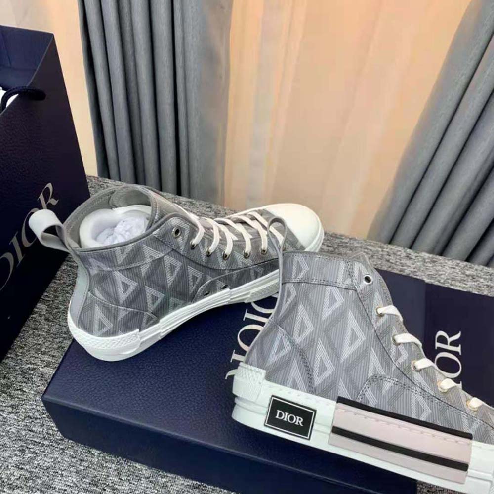 GIÀY DIOR Unisex B23 High-Top Sneaker Dior Gray CD Diamond Canvas