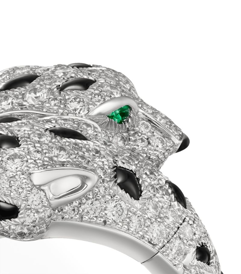 Nhẫn CARTIER White Gold, Diamond, Emerald and Onyx Panthère de Cartier Ring vàng trắng 18K