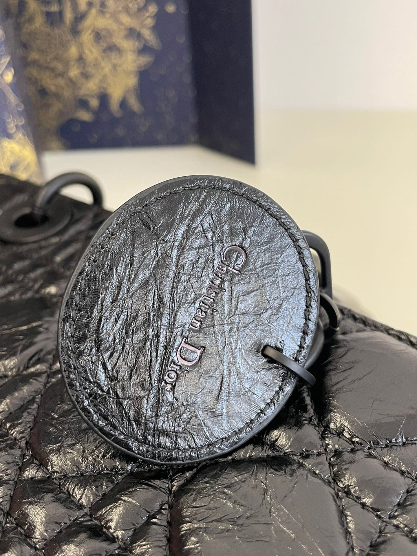 TÚI CHRISTIAN DIOR LADY D-JOY CANNAGE LAMBSKIN BLACK BAG