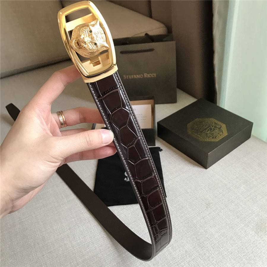 DÂY LƯNG STEFANO RICCI CROCODILE LEATHER DA CÁ SẤU Belt Khóa bạc