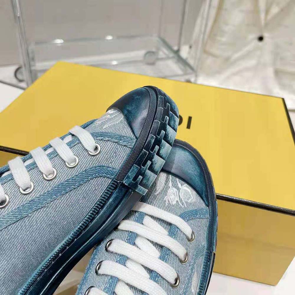 GIÀY FENDI Domino Light Blue Denim Low Tops