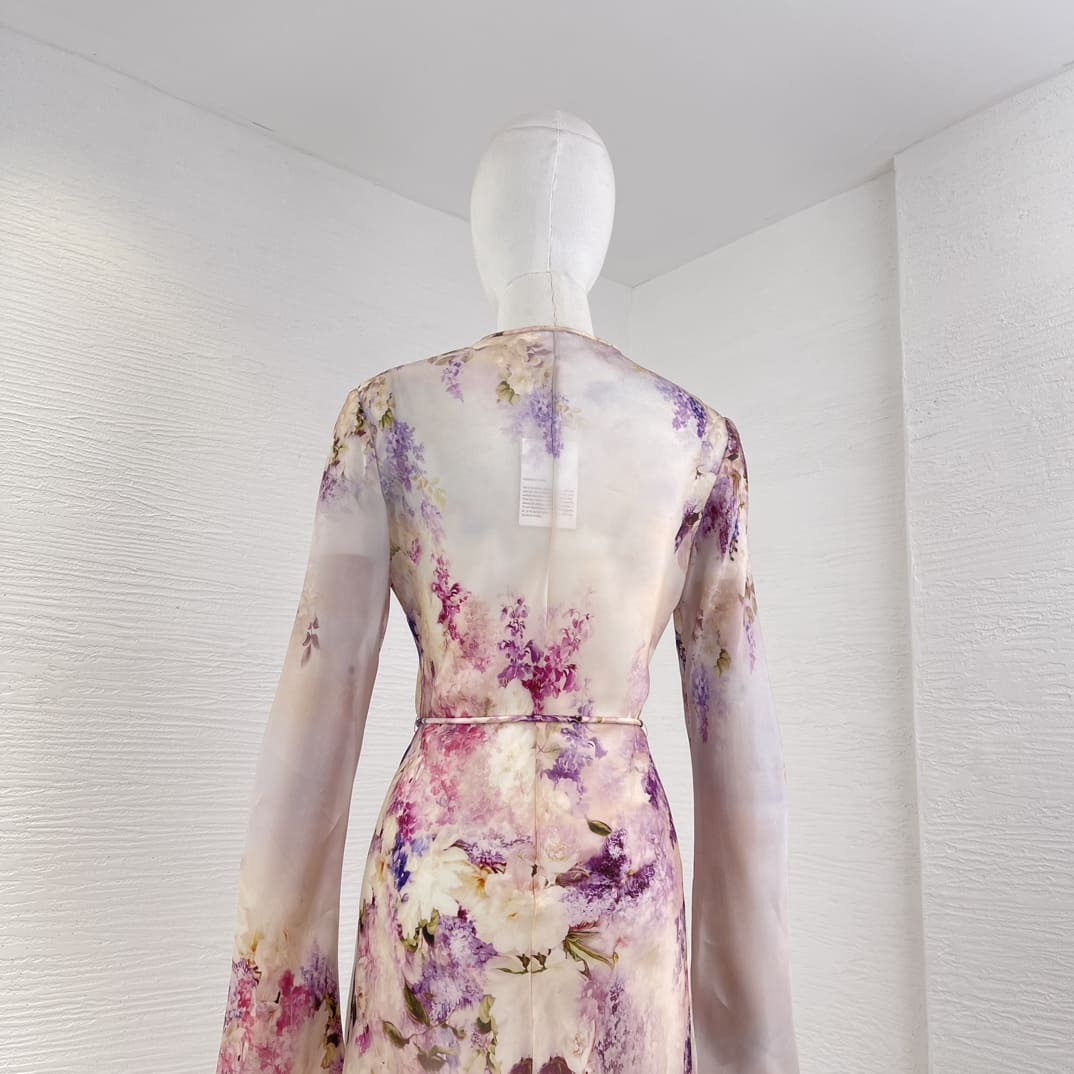 VÁY ZIMMERMANN Pink Floral Long Sleeve Maxi Dress High Classy
