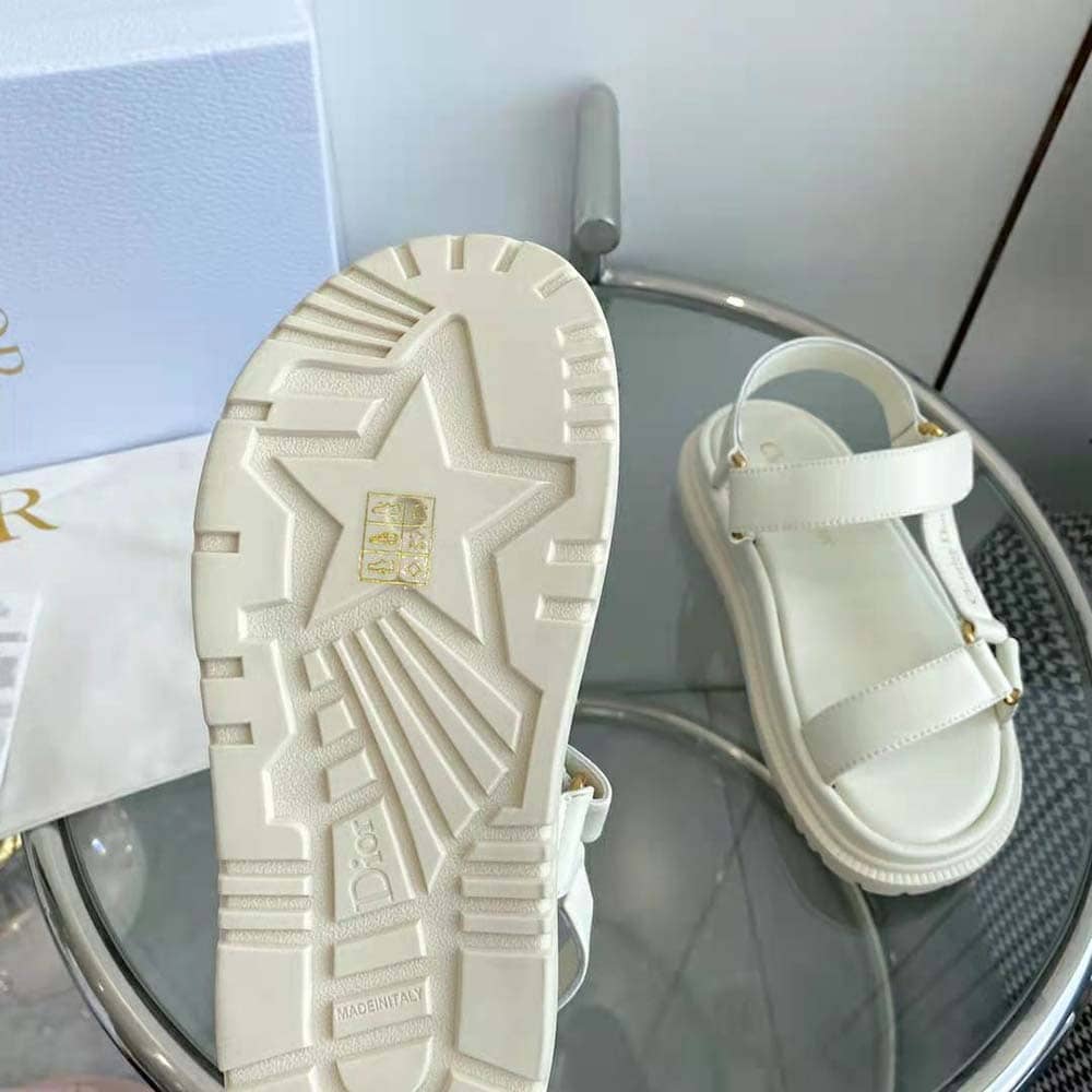 DÉP SANDALS Dior Women D-Wave Sandal White Lambskin