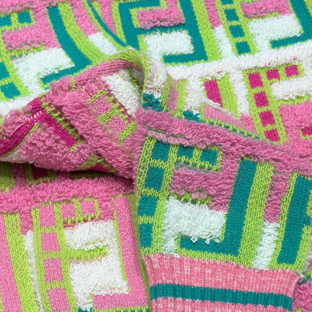 ÁO FENDI Cashmere Green and Pink Sweater