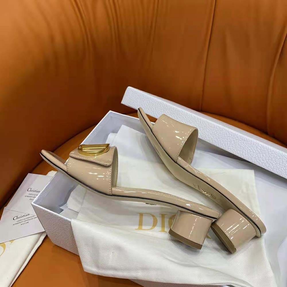 GUỐC Dior Women C’est Dior Heeled Slide Nude Patent Calfskin