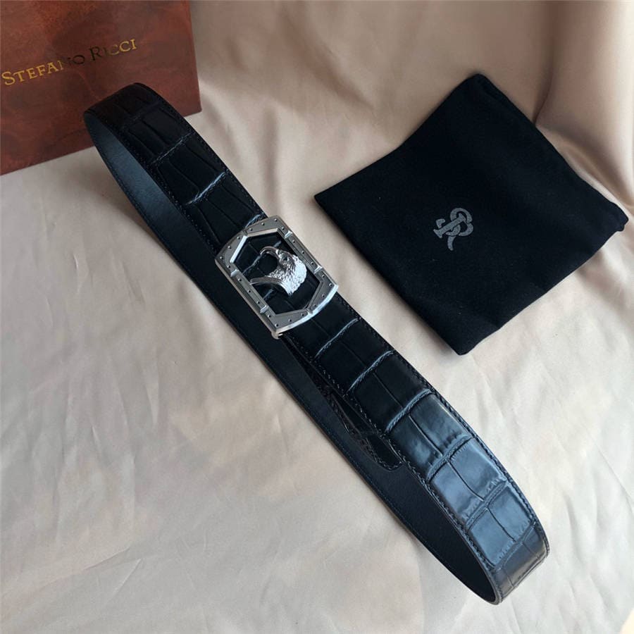 DÂY LƯNG STEFANO RICCI CROCODILE LEATHER DA CÁ SẤU Belt Khóa bạc