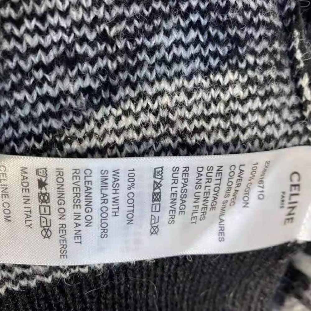 ÁO Celine Artist Jacquard Cardigan in Brushed Cotton-Black