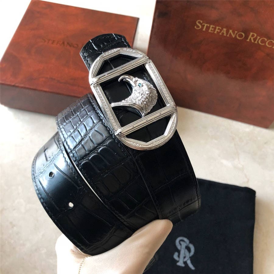 DÂY LƯNG STEFANO RICCI CROCODILE LEATHER DA CÁ SẤU Belt Khóa bạc
