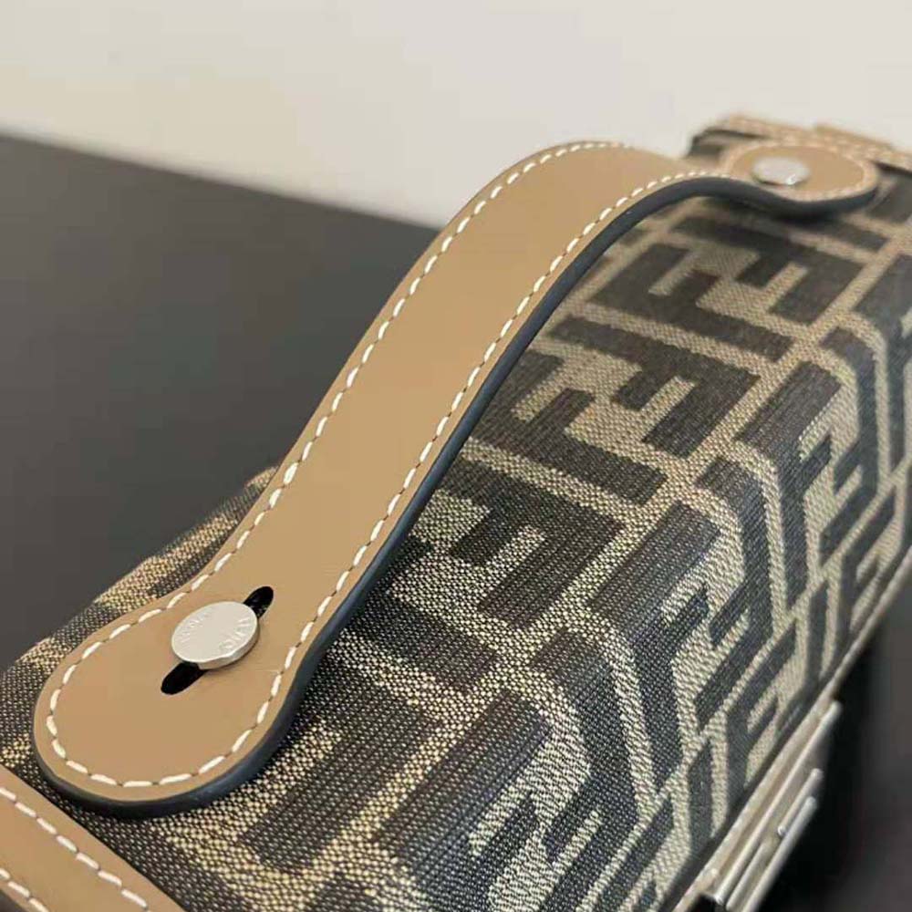TÚI Fendi Men Baguette Soft Trunk Brown FF Fabric Bag