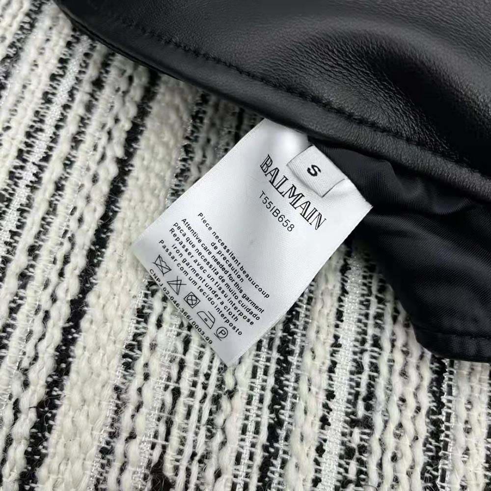 ÁO Balmain Women Leather Overshirt with Lace-up Details