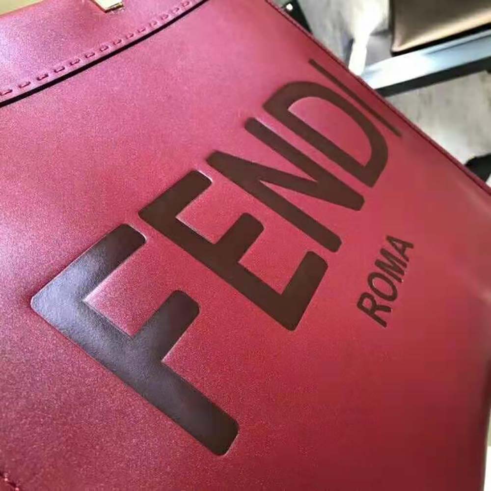 TÚI Fendi Women Sunshine Shopper Burgundy Leather Shopper-Maroon