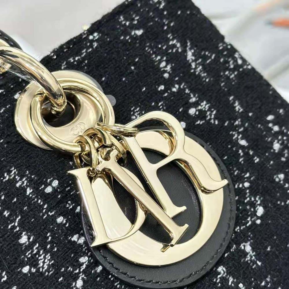 Túi xách nữ Dior Medium Lady D-Joy màu đen Cannage Tweed