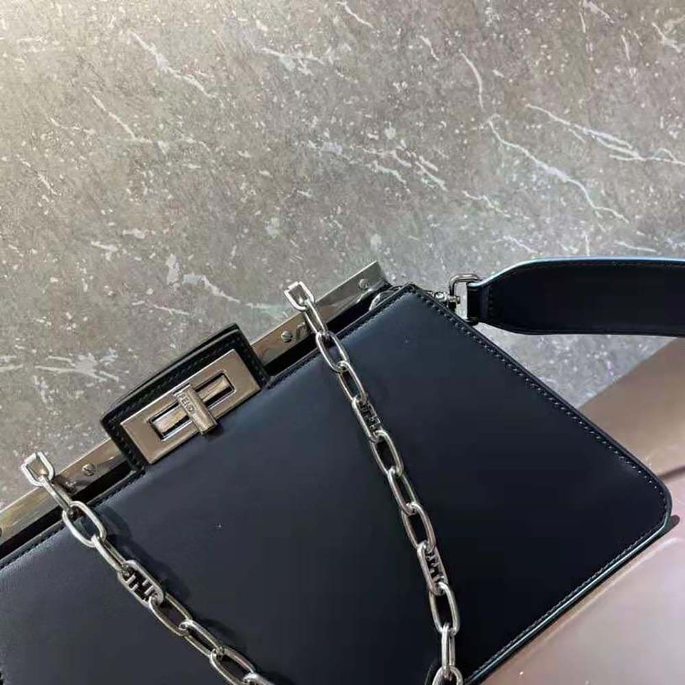 TÚI FENDI Women Peekaboo Cut Medium Black Leather Bag