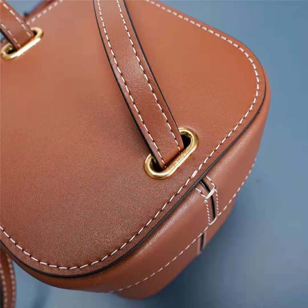 TÚI Celine Women Small Box Cuir Triomphe in Smooth Calfskin-Brown