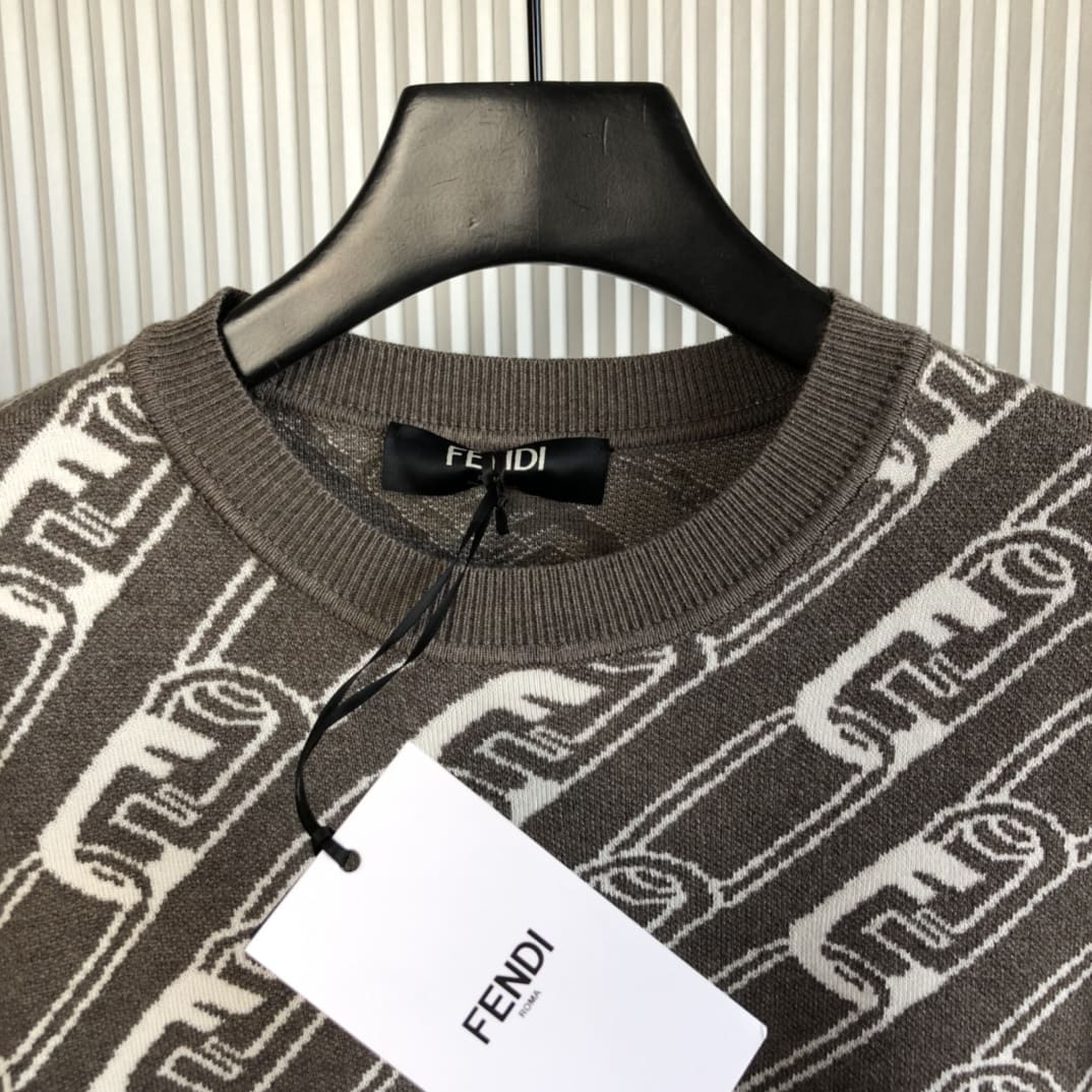 ÁO FENDI FF White and Brown Sweater