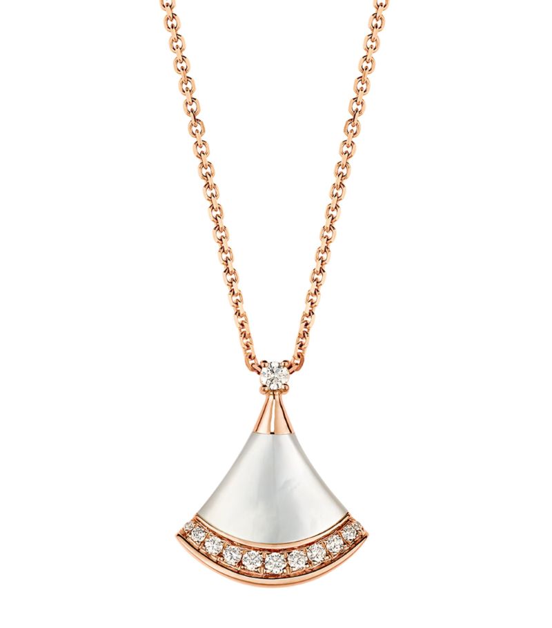 Vòng cổ BVLGARI Rose Gold, Diamond and Mother-of-Pearl Divas’ Dream Necklace vàng hồng 18K