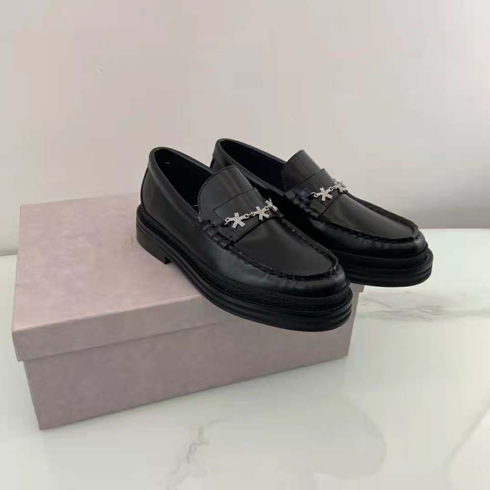 GIÀY JIMMY CHOO Eric Haze Ezra M Black Box Calf Loafers with Eric Haze Star Chain