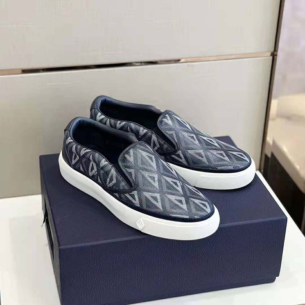 GIÀY DIOR B101 Slip-on Sneaker Black CD Diamond Canvas and Smooth Calfskin