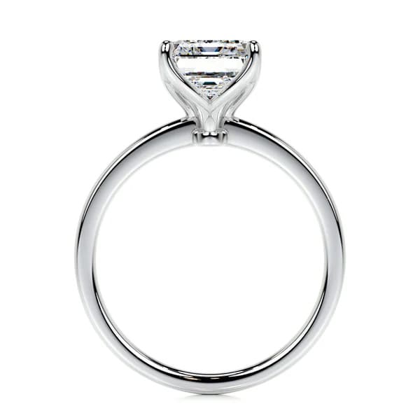 Nhẫn kim cương nhân tạo hình ngọc lục bảo vàng trắng 18K