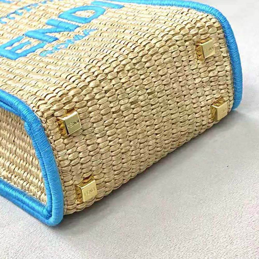 TÚI FENDI Mini Sunshine Shopper Braided Straw Mini-Bag