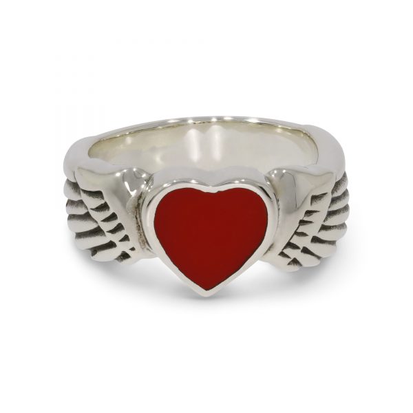 THE Winged Heart with Enamel Ring silver sterling 925 Italia