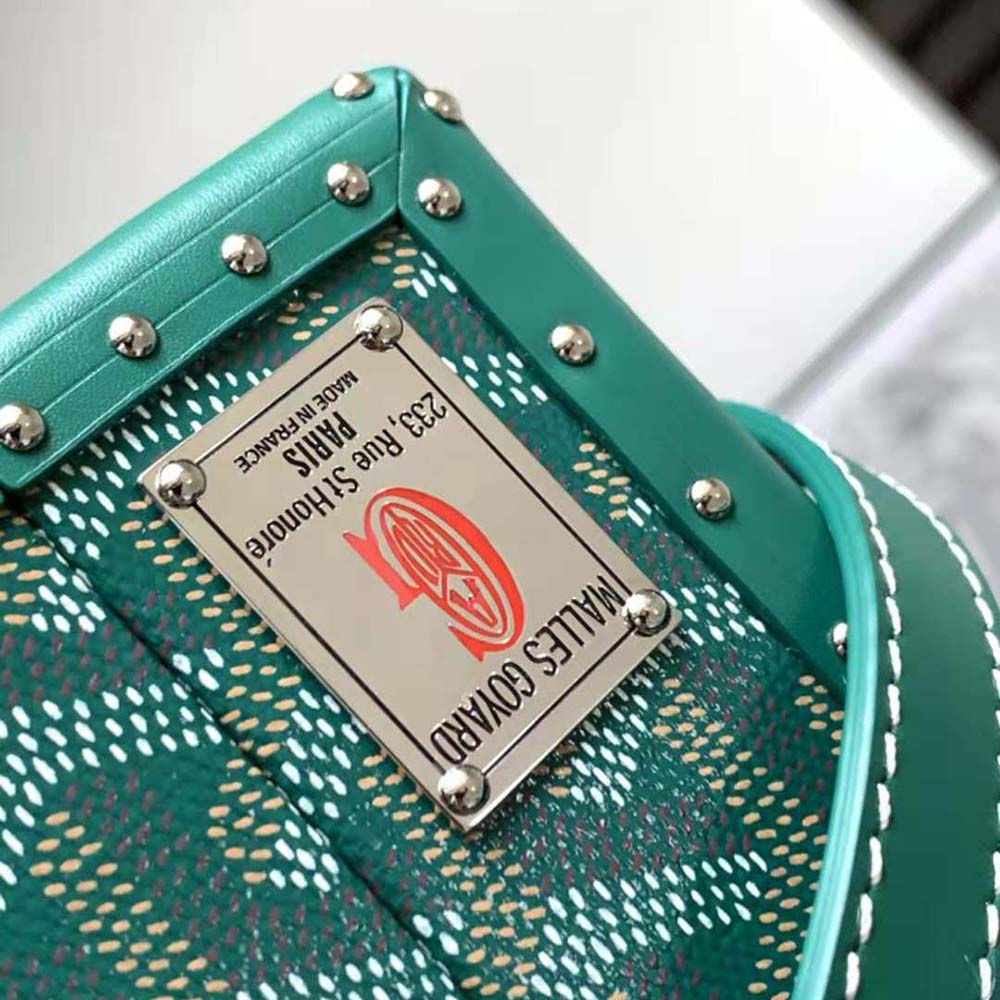 TÚI Goyard Women Sac Malle Grand Hôtel in Goyardine Canvas & Clamecy Calfskin-Green