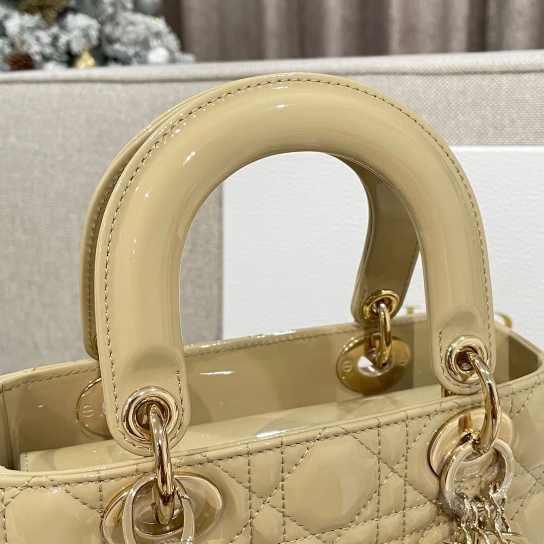 TÚI CHRISTIAN DIOR LADY DIOR Cannage Calfskin Gloss Yellow