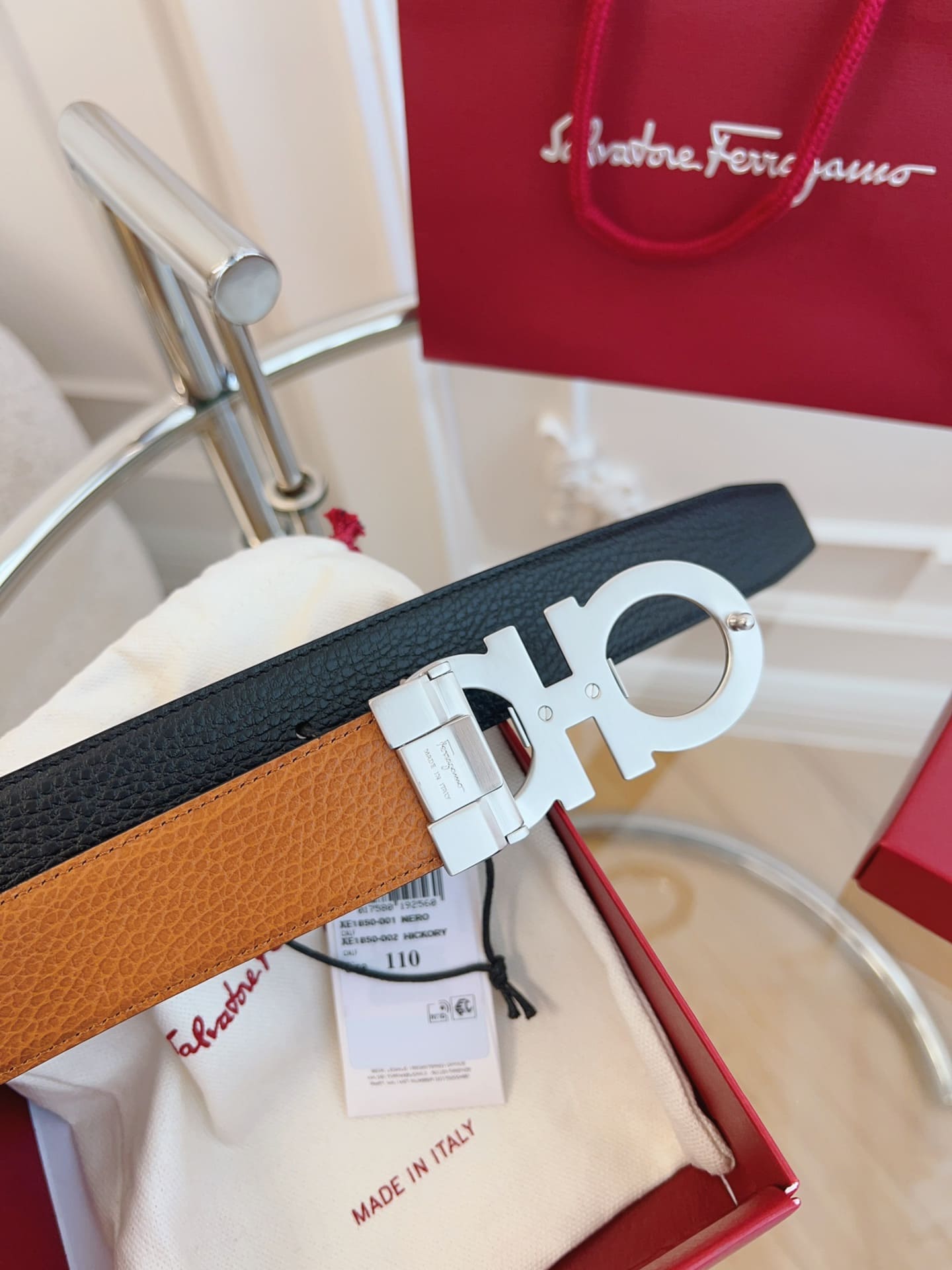DÂY LƯNG Salvatore Ferragamo Adjustable Gancini Belt Khóa bạc
