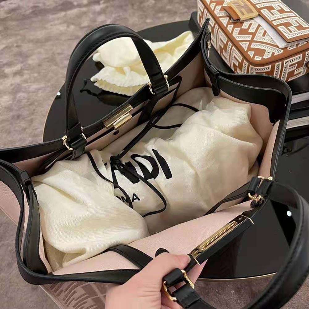 TÚI Fendi Women Peekaboo X-Tote Embroidered Canvas Bag-Pink