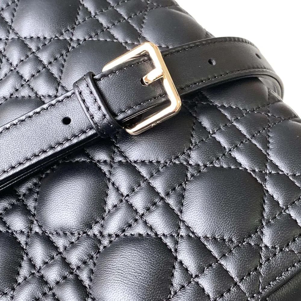 TÚI Dior nữ cỡ trung Lady Dior màu đen Cannage da cừu