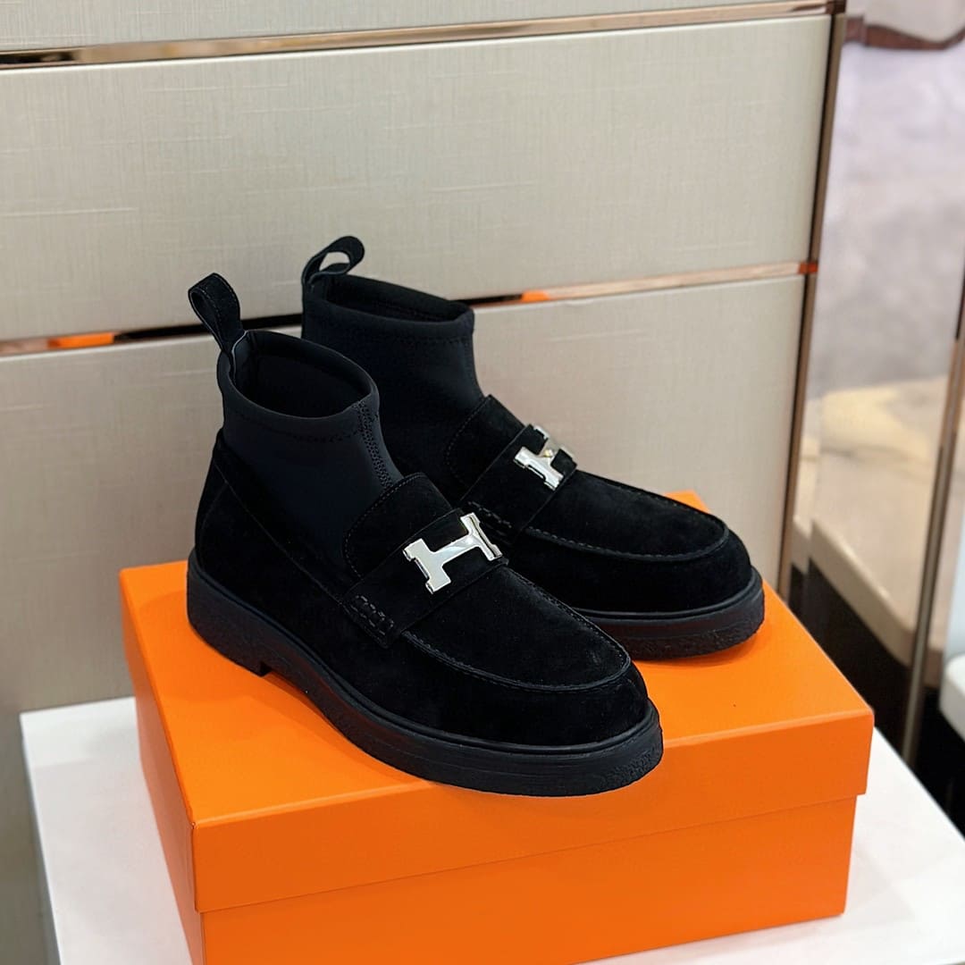 GIÀY HERMES SNEAKER HIGH SPORTS SUEDE BLACK