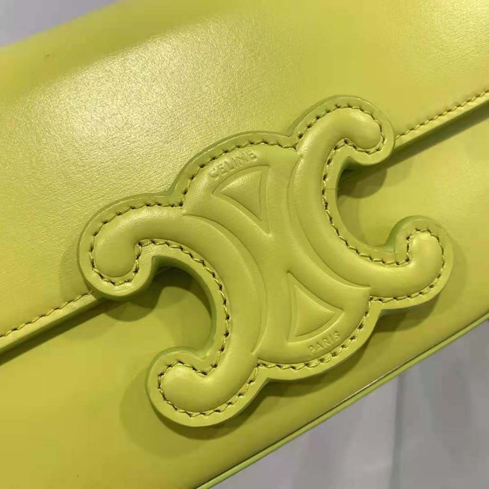 TÚI Celine Women Chain Shoulder Bag Cuir Triomphe in Shiny Calfskin-Yellow