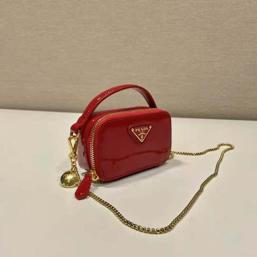 TÚI PRADA Patent Leather Mini-pouch-Red