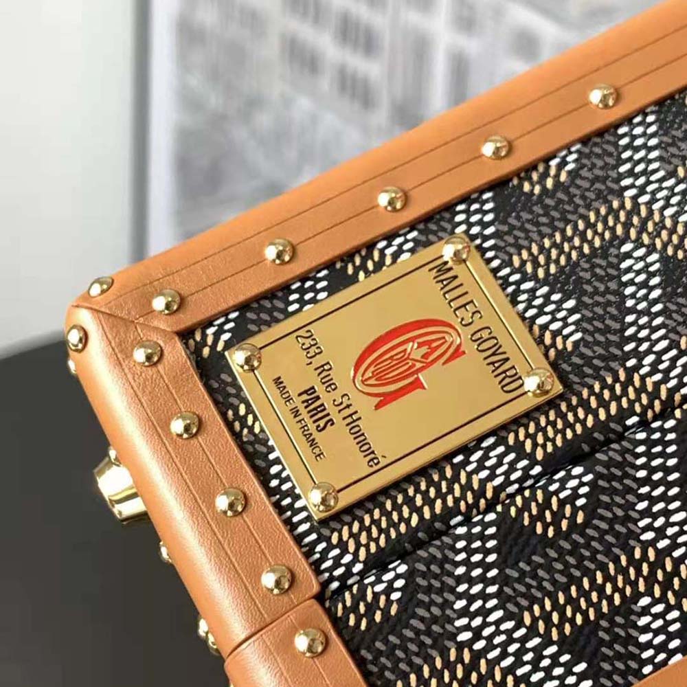 TÚI Goyard Women Sac Malle Grand Hôtel in Goyardine Canvas & Clamecy Calfskin-Brown