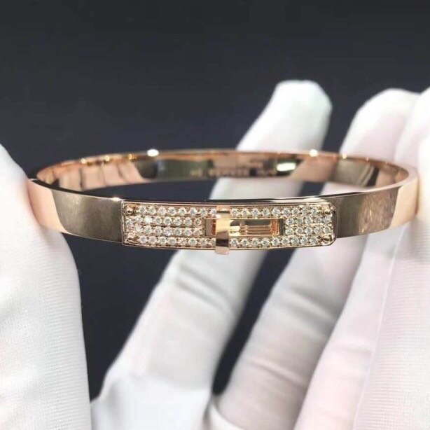 LẮC TAY HERMES PARIS KELLY BRACELET HERMES DIAMOND ROSE GOLD 18K