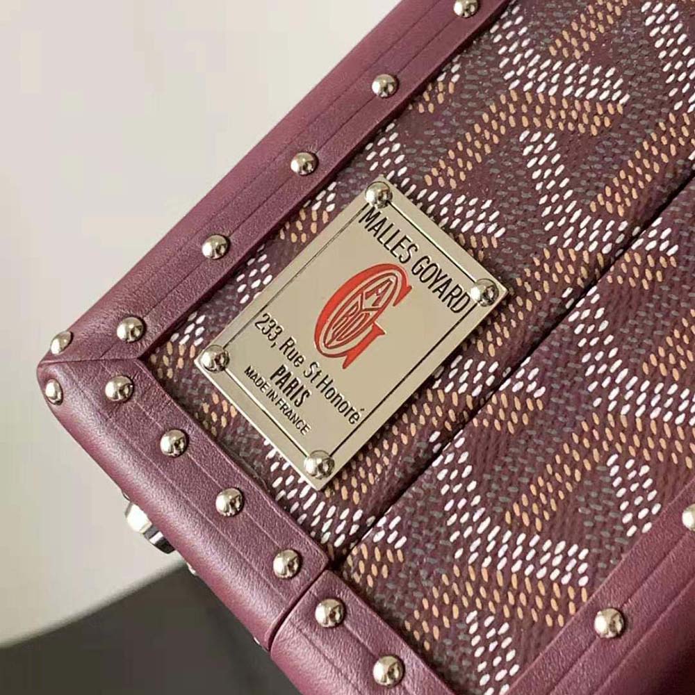 TÚI Goyard Women Sac Malle Grand Hôtel in Goyardine Canvas & Clamecy Calfskin-Maroon