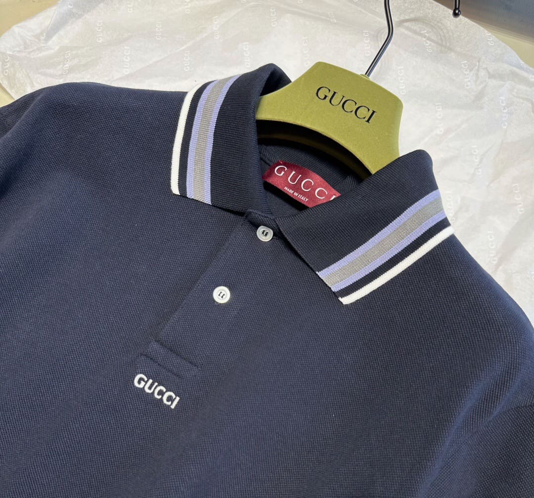 ÁO GUCCI GG POLO SHIRT MÀU XANH ĐẬM UNISEX