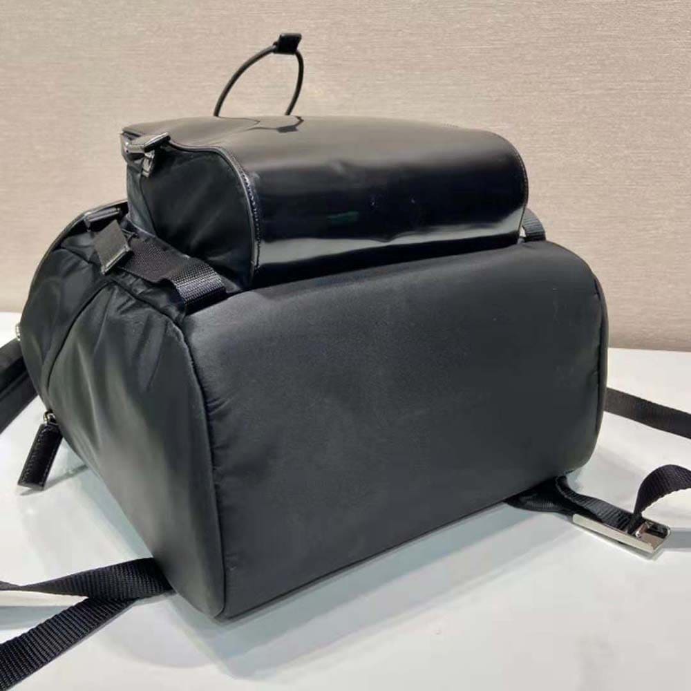 BALO Prada Unisex Re-Nylon and Brushed Leather Backpack-Black