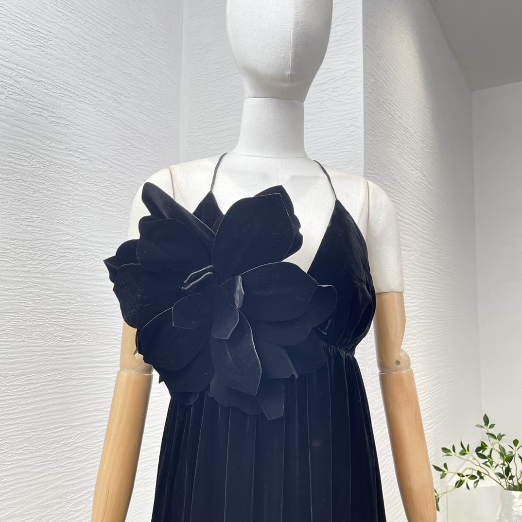 VÁY ZIMMERMANN Flower Pin Sleeveless Backless Maxi Velvet Eevening Dress High Classy
