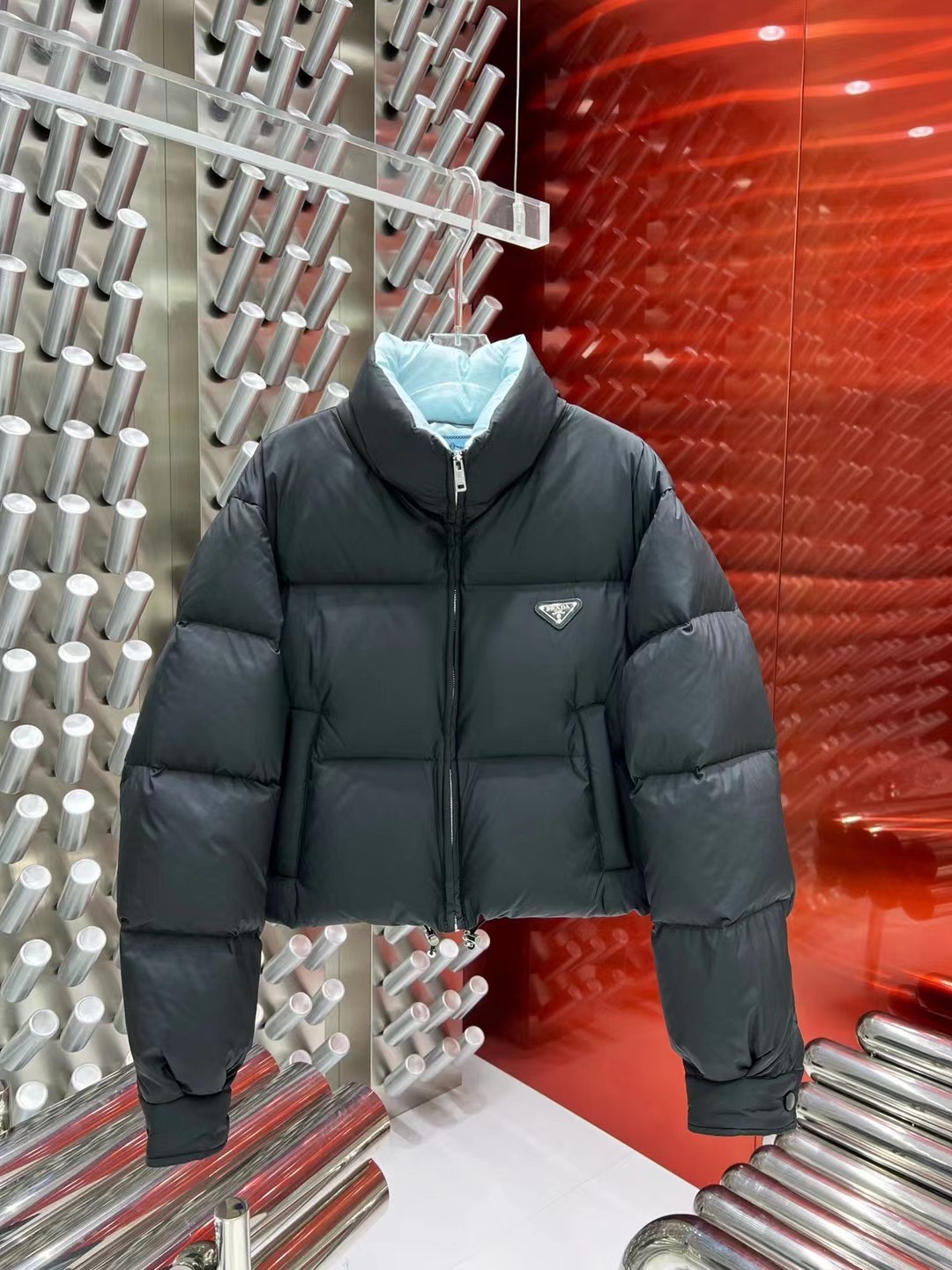 ÁO PRADA Triangle Down Jacket Coat