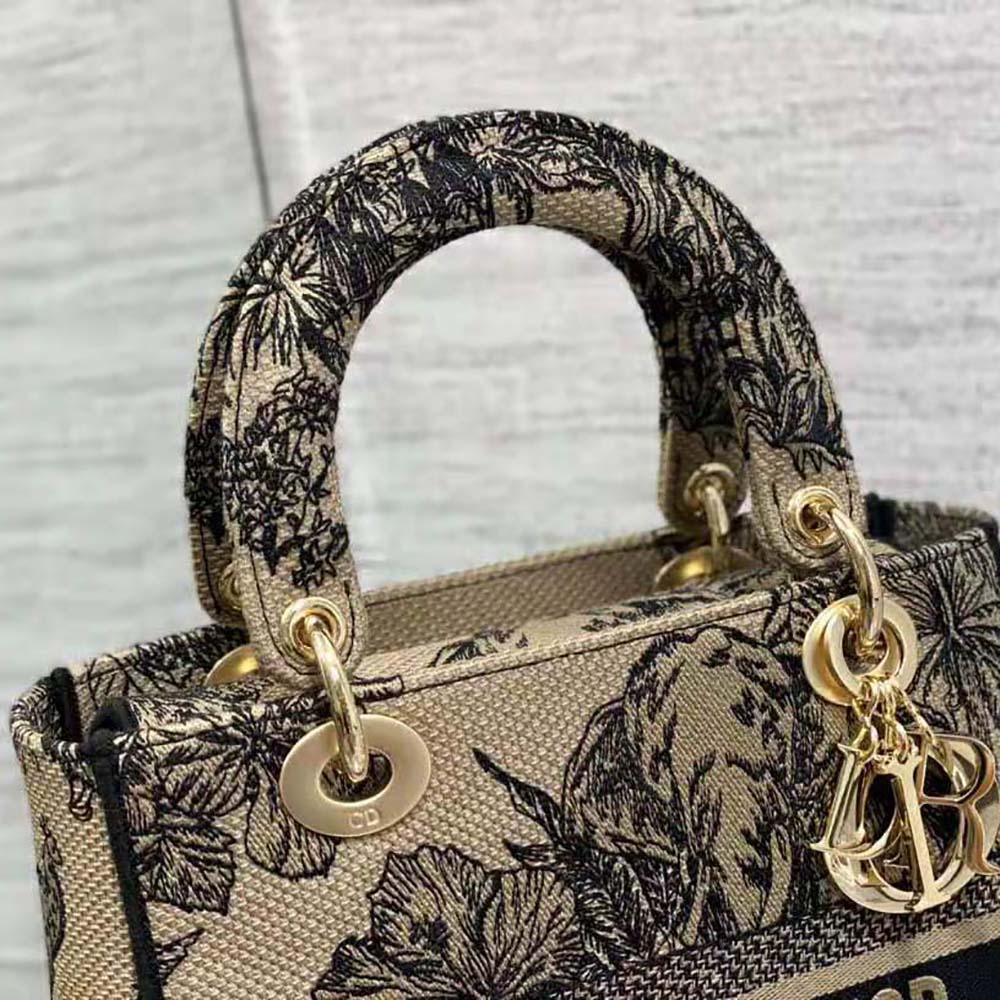 TÚI Dior Women Medium Lady D-lite Bag Beige Multicolor Toile de Jouy Voyage Embroidery