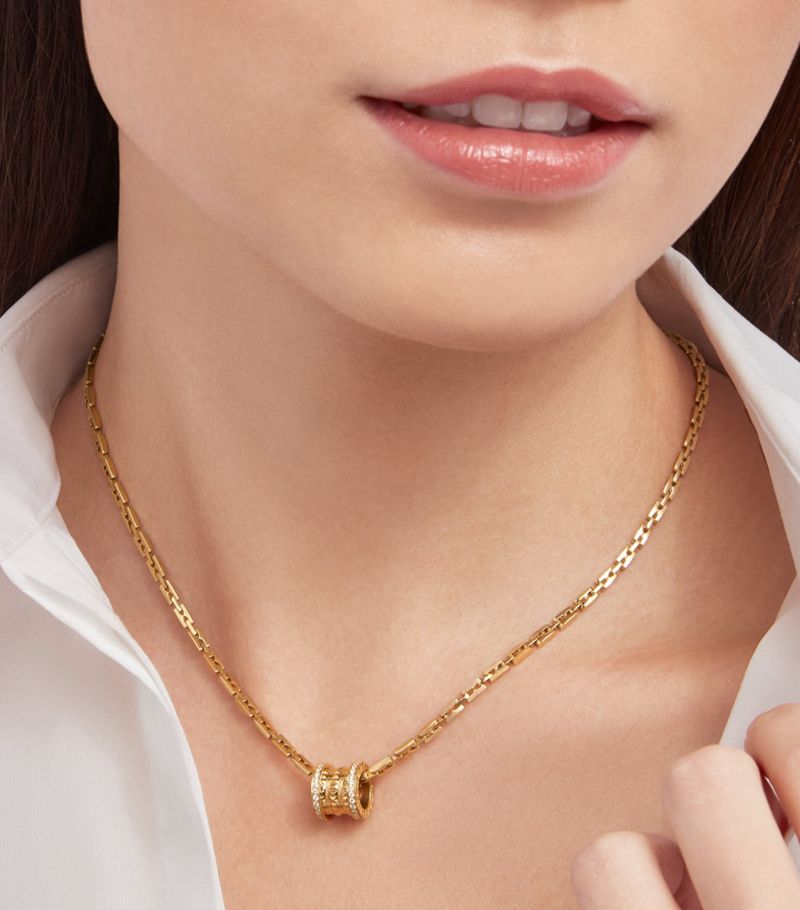 Vòng cổ BVLGARI Yellow Gold and Diamond B.zero1 Rock Necklace vàng vàng 18K