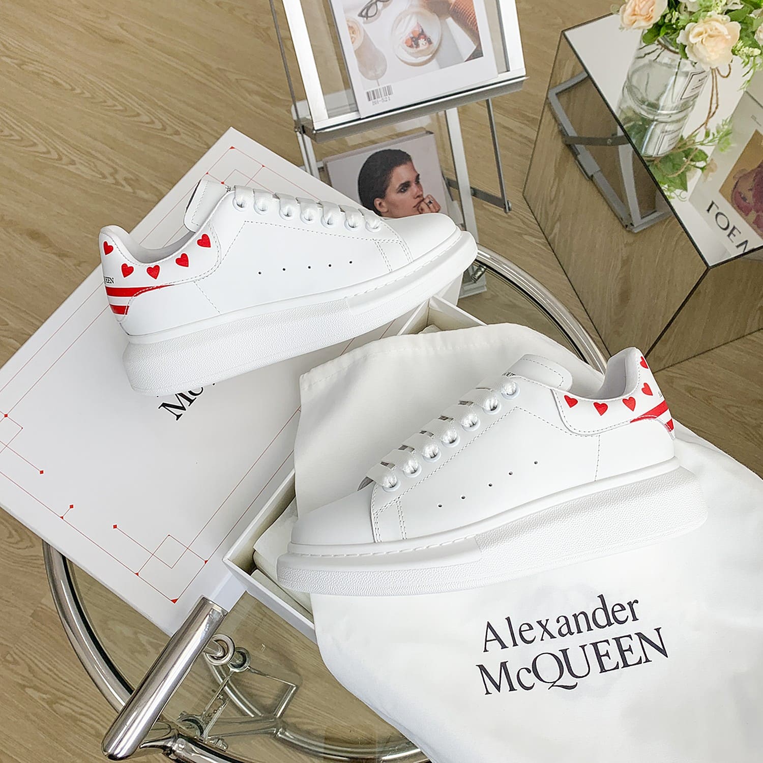 GIÀY ALEXANDER MCQUEEN SNEAKERS SHOES AAA UNISEX NAM VÀ NỮ KIM CƯƠNG DA BÊ HẢO HẠNG