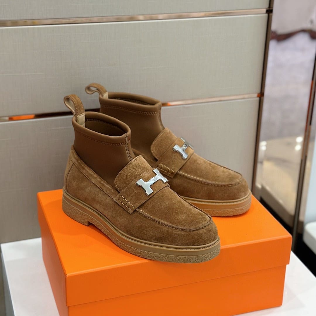 GIÀY HERMES SNEAKER HIGH SPORTS SUEDE BROWN