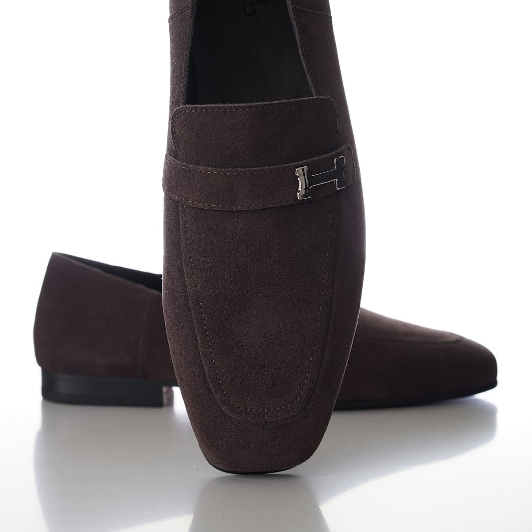 GIÀY HERMES GIOVANNI LOAFER SUEDE BROWN AAA