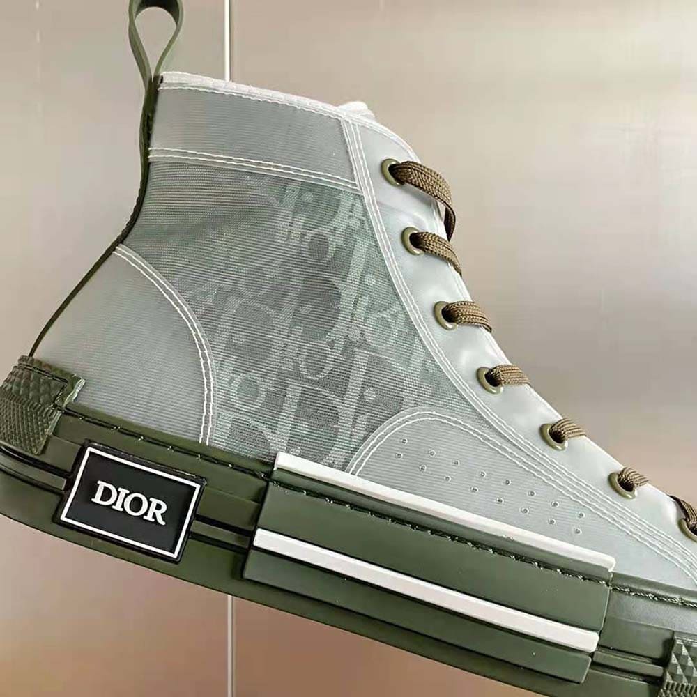 GIÀY DIOR B23 High-Top Sneaker White and Navy Blue Dior Oblique Canvas