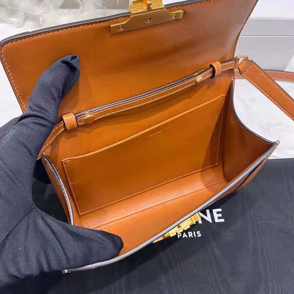 TÚI Celine Women Teen Triomphe Bag in Textile with Triomphe Embroidery and Calfskin